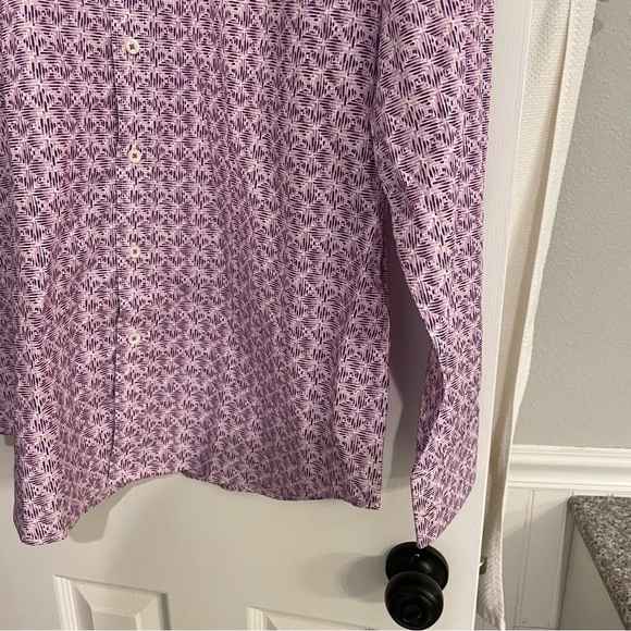 Bugatchi Men’s Purple Geometric Print Button Front Shirt XL - Picture 4 of 7